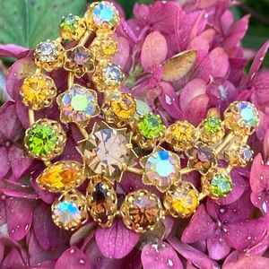Beautiful Austrian AB Crystal Vintage Brooch